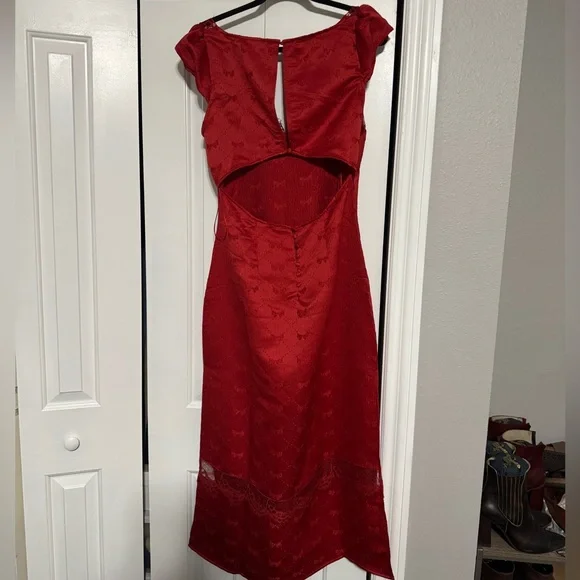 Free People Red Lace Trim Chemise - Picture 6 of 6